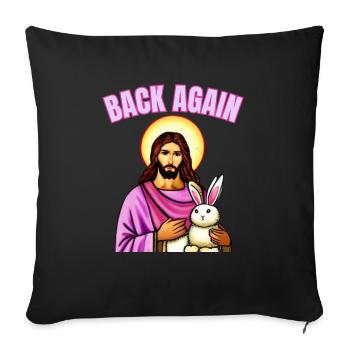 Lapin de Pâques avec œuf de Pâques et Jésus - Housse de coussin décorative 45 x 45 cm - noir - Devant