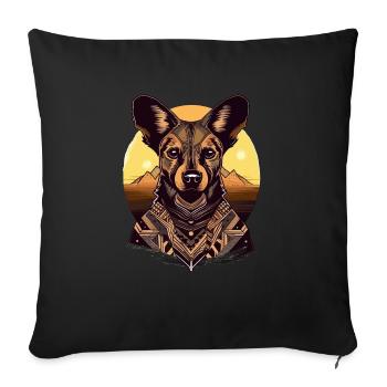 Chien sauvage africain Portrait Lycaon Dog - Housse de coussin décorative 45 x 45 cm - noir - Devant