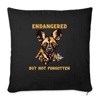 Portrait de chien sauvage africain Lycaon Pictus - Housse de coussin décorative 45 x 45 cm - noir - Devant