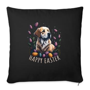 Golden Retriever au printemps Pâques Golden - Housse de coussin décorative 45 x 45 cm - noir - Devant