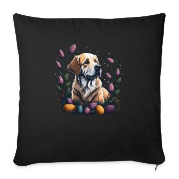 Golden Retriever au printemps Pâques Golden - Housse de coussin décorative 45 x 45 cm - noir - Devant