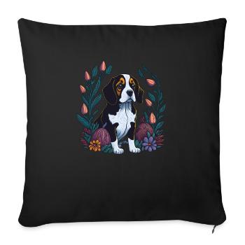 Beau chien Beagle Pâques Printemps Beagle - Housse de coussin décorative 45 x 45 cm - noir - Devant