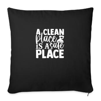 Cleaning Lover Femmes Hommes Ménage Femme de ménage - Housse de coussin décorative 45 x 45 cm - noir - Devant