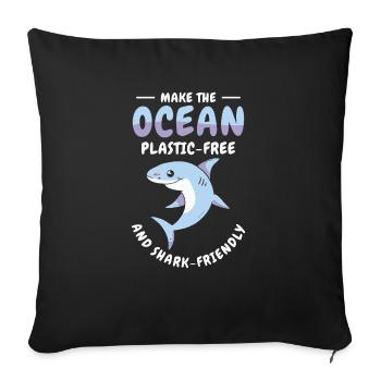 Journée mondiale des animaux Requins Bien-être animal Faune marine - Housse de coussin décorative 45 x 45 cm - noir - Devant