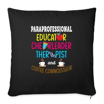 Paraprofessional Teacher Para Educator - Sofa pillowcase 17,3'' x 17,3'' (45 x 45 cm) - black - Front