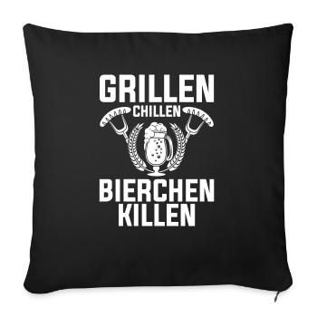 Bier Grillparty Grillmeister Grill Grillen - Sofakissenbezug 45 x 45 cm - Schwarz - Vorne