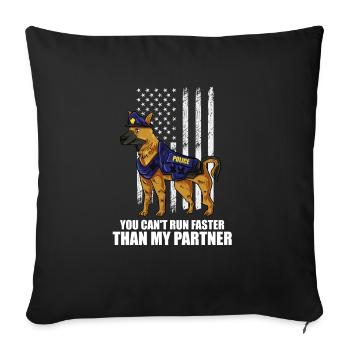 you cant run faster than my partner Design - Sofa pillowcase 17,3'' x 17,3'' (45 x 45 cm) - black - Front