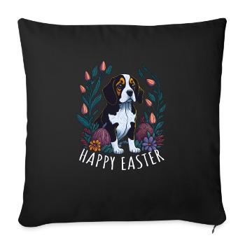 Beau chien Beagle Pâques Printemps Beagle - Housse de coussin décorative 45 x 45 cm - noir - Devant