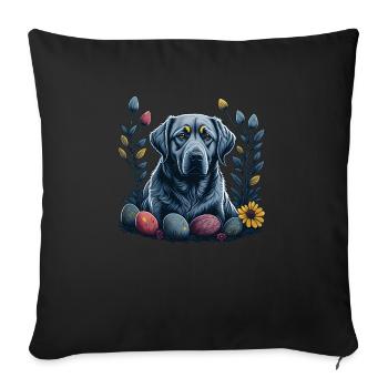 Labrador Retriever Chien Pâques Printemps Labrador - Housse de coussin décorative 45 x 45 cm - noir - Devant