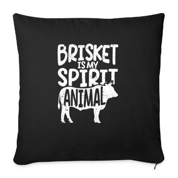 La poitrine de bœuf est mon animal d’âme Fumé - Housse de coussin décorative 45 x 45 cm - noir - Devant