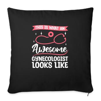 Voici à quoi ressemble un gynécologue génial - Housse de coussin décorative 45 x 45 cm - noir - Devant