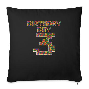 Mignon 3ème anniversaire Cadeau 3 ans Bâtiment en bloc - Housse de coussin décorative 45 x 45 cm - noir - Devant