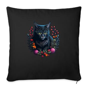 cute cat in easter & spring style cats - Sofa pillowcase 17,3'' x 17,3'' (45 x 45 cm) - black - Front