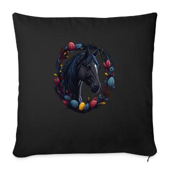 Riding with cute horse at easter & spring horse - Sofa pillowcase 17,3'' x 17,3'' (45 x 45 cm) - black - Front