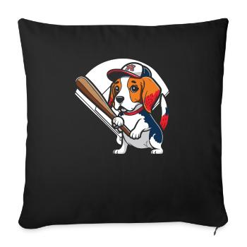 Baseball Dog Baseball Player Baseball Coach - Sofa pillowcase 17,3'' x 17,3'' (45 x 45 cm) - black - Front