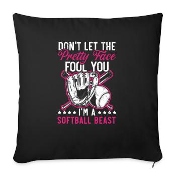 Baseball Girl Joueur de baseball Entraîneur de baseball - Housse de coussin décorative 45 x 45 cm - noir - Devant