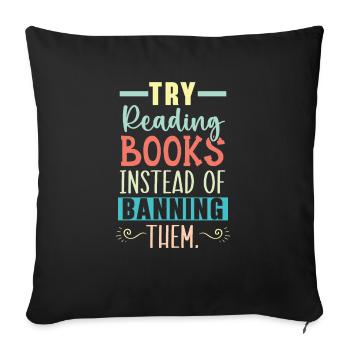 Lire des livres interdits Bookworm Book Lover Bibliophile - Housse de coussin décorative 45 x 45 cm - noir - Devant