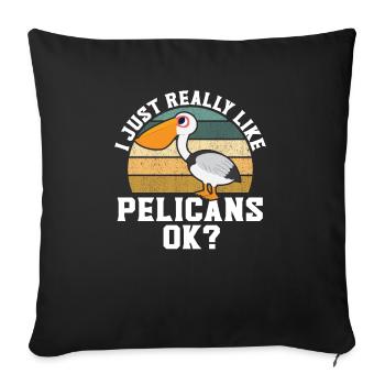 Bird Lover Flying Animal Ornithology Pelicans - Sofa pillowcase 17,3'' x 17,3'' (45 x 45 cm) - black - Front
