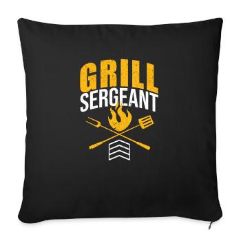 Sergent Grill Drôle BBQ Grill Amateurs de viande - Housse de coussin décorative 45 x 45 cm - noir - Devant