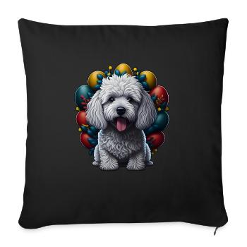 Beau caniche chien Pâques printemps caniche - Housse de coussin décorative 45 x 45 cm - noir - Devant