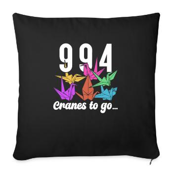 Origami Paper Crane Wishing Japanese Paper - Sofa pillowcase 17,3'' x 17,3'' (45 x 45 cm) - black - Front
