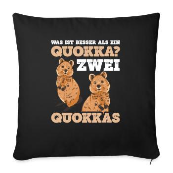 Was ist besser als ein Quokka? Zwei Quokkas - Sofakissenbezug 45 x 45 cm - Schwarz - Vorne
