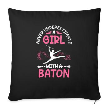 Twirling Rod Majorette Baton Rod Turning - Housse de coussin décorative 45 x 45 cm - noir - Devant