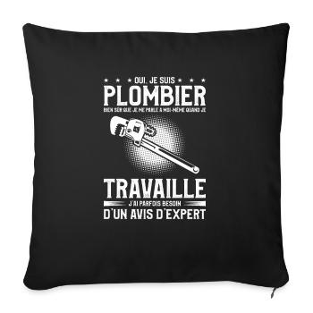 Oui Je Suis Plombier Bien Sûr Que Je Me Parle - Housse de coussin décorative 45 x 45 cm - noir - Devant