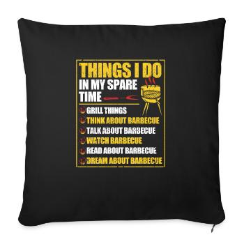 Ce que je fais pendant mon temps libre Barbecue - Housse de coussin décorative 45 x 45 cm - noir - Devant