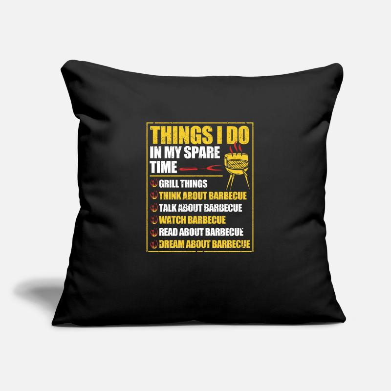 Ce que je fais pendant mon temps libre Barbecue Housse de coussin décorative 45 x 45 cm