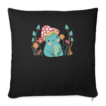 Cottagecore Mushroom Aesthetic Nature Conservation - Sofa pillowcase 17,3'' x 17,3'' (45 x 45 cm) - black - Front
