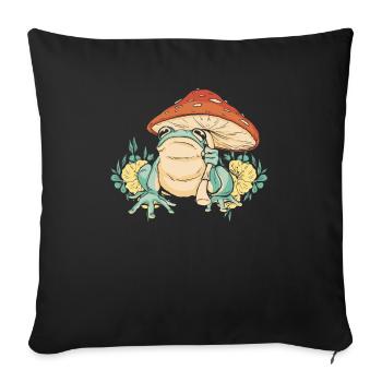 Cottagecore Mushroom Aesthetic Nature Conservation - Sofa pillowcase 17,3'' x 17,3'' (45 x 45 cm) - black - Front