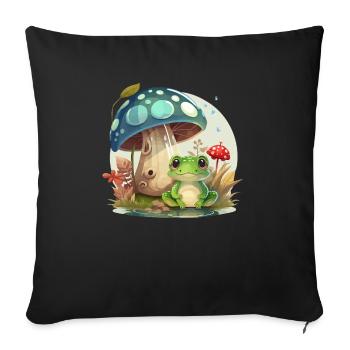 Cottagecore Mushroom Aesthetic Nature Conservation - Sofa pillowcase 17,3'' x 17,3'' (45 x 45 cm) - black - Front