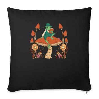 Cottagecore Mushroom Aesthetic Nature Conservation - Sofa pillowcase 17,3'' x 17,3'' (45 x 45 cm) - black - Front