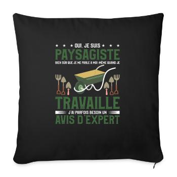 Oui Je Suis Paysagiste Bien Sûr Que Je Me Parle À - Housse de coussin décorative 45 x 45 cm - noir - Devant