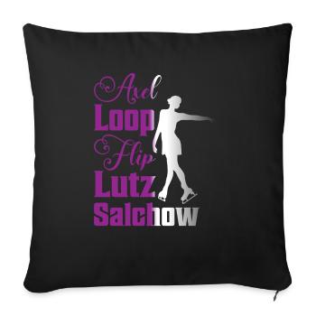Axel Loop Flip Lutz Salchow Figure de patinage sur glace - Housse de coussin décorative 45 x 45 cm - noir - Devant