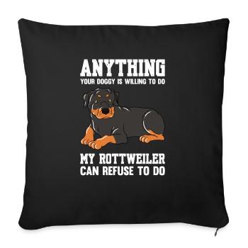 Votre chien est prêt à faire ma canette Rottweiler - Housse de coussin décorative 45 x 45 cm - noir - Devant