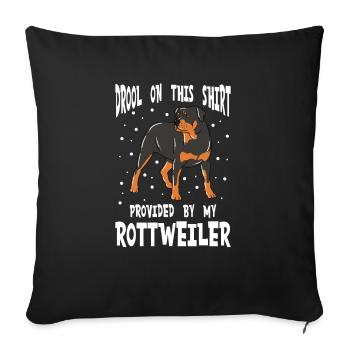 Bave sur cette chemise fournie par mon rottweiler - Housse de coussin décorative 45 x 45 cm - noir - Devant