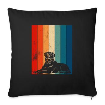 Lignes Rottweiler rétro en détresse - Housse de coussin décorative 45 x 45 cm - noir - Devant