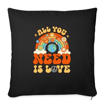 Groovy All You Need Is Love Rainbow - Sofakissenbezug 45 x 45 cm - Schwarz - Vorne