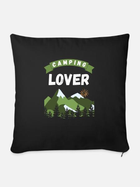 Camping Lover - Design - Sofakissenbezug 45 x 45 cm - Schwarz