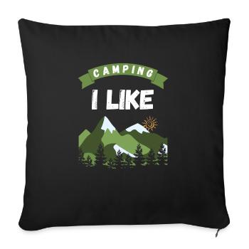 Camping que j’aime - Design - Housse de coussin décorative 45 x 45 cm - noir - Devant