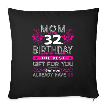 Drôle d’anniversaire souhaite aux femmes 32e anniversaire - Housse de coussin décorative 45 x 45 cm - noir - Devant