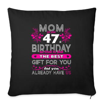 Drôle d’anniversaire souhaite aux femmes 47e anniversaire - Housse de coussin décorative 45 x 45 cm - noir - Devant