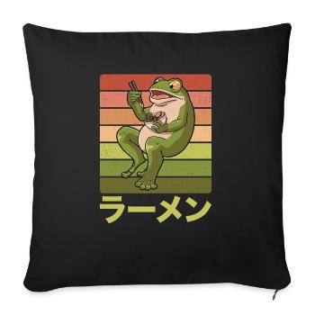 Une grenouille crapaud mange une soupe de ramen Design pour un - Housse de coussin décorative 45 x 45 cm - noir - Devant