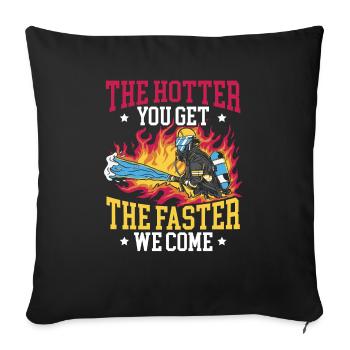 Fireman Fire Rescue Firefighter Firetruck - Sofa pillowcase 17,3'' x 17,3'' (45 x 45 cm) - black - Front