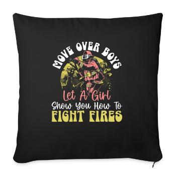 Fireman Fire Rescue Firefighter Firetruck - Sofa pillowcase 17,3'' x 17,3'' (45 x 45 cm) - black - Front