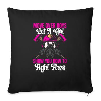 Fireman Fire Rescue Firefighter Firetruck - Sofa pillowcase 17,3'' x 17,3'' (45 x 45 cm) - black - Front