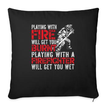 Fireman Fire Rescue Firefighter Firetruck - Sofa pillowcase 17,3'' x 17,3'' (45 x 45 cm) - black - Front