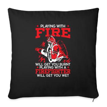 Fireman Fire Rescue Firefighter Firetruck - Sofa pillowcase 17,3'' x 17,3'' (45 x 45 cm) - black - Front
